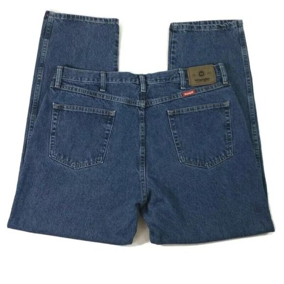 Wrangler 96501DS Dark Stonewash Regular Fit Straight Leg Denim Jean Mens 38x30.5 - Picture 4 of 12